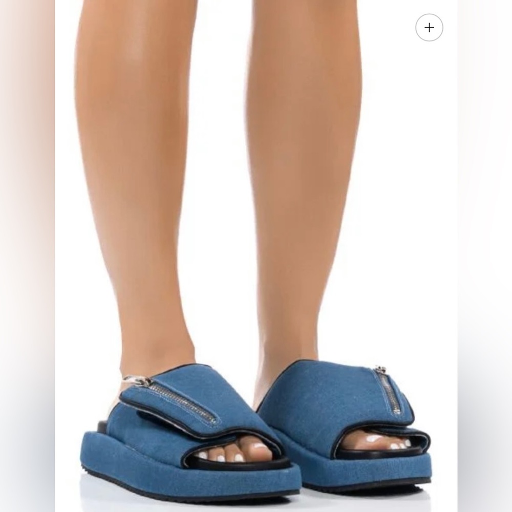 Blue Denim Slip On Sandal